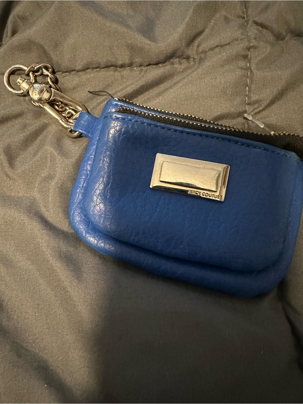Juicy Couture Blue Double-Zip Coin Pouch with Keyring